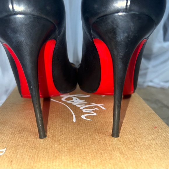 Christian Louboutin Hot Chick 100 Black Nappa with Casali Mirror Soles 37.5 - Picture 16 of 16
